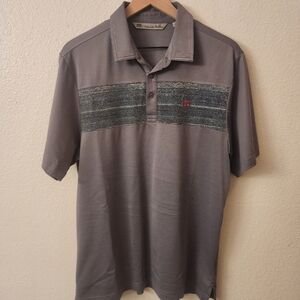 Travis Mathew Medium Gray Chest Stripe Pima Polo